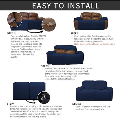 Easy-Going 6 Pieces Recliner Loveseat Stretch Sofa Slipcover Sofa Cover - Image 4