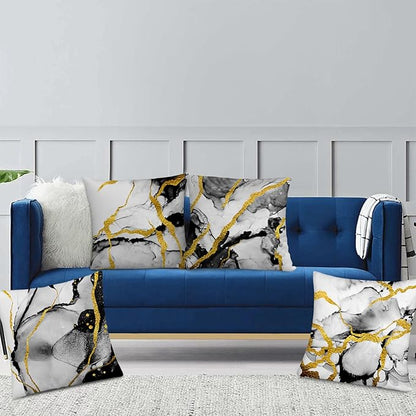 Black Gold Grey Marble Throw Pillows Covers 18x18 Inch Set of 4, Abstract - Image 6