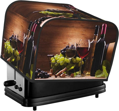 Red Wine Glasses Grape Wooden 4 Slice Toaster Cover, Waterproof Toaster Dust by Unknown