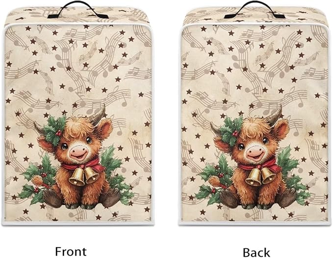 Christmas Coffee Maker Cover, Dustproof Washable Highland Cow Coffee Machine - Image 2