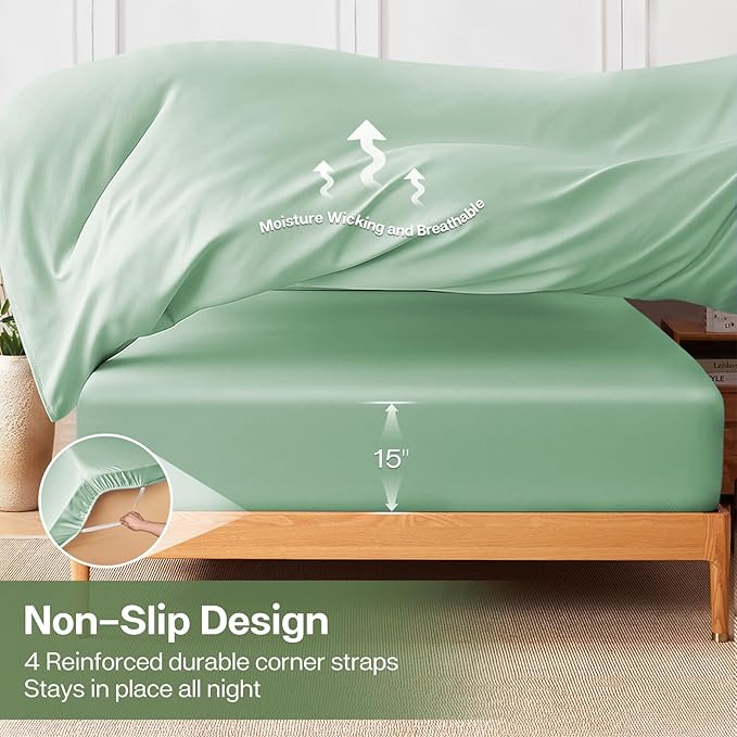 MR&HM California King Fitted Sheet, Ultra-Soft Rayon Derived from Bamboo & - Image 6
