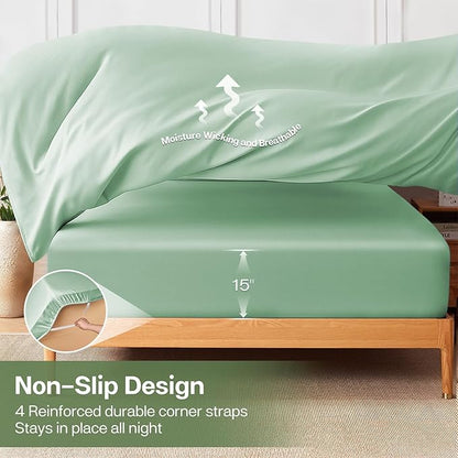 MR&HM California King Fitted Sheet, Ultra-Soft Rayon Derived from Bamboo & - Image 6