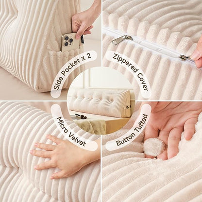 Z-hom Twin Headboard Pillow, Triangular Wedge Reading Pillow - Image 5
