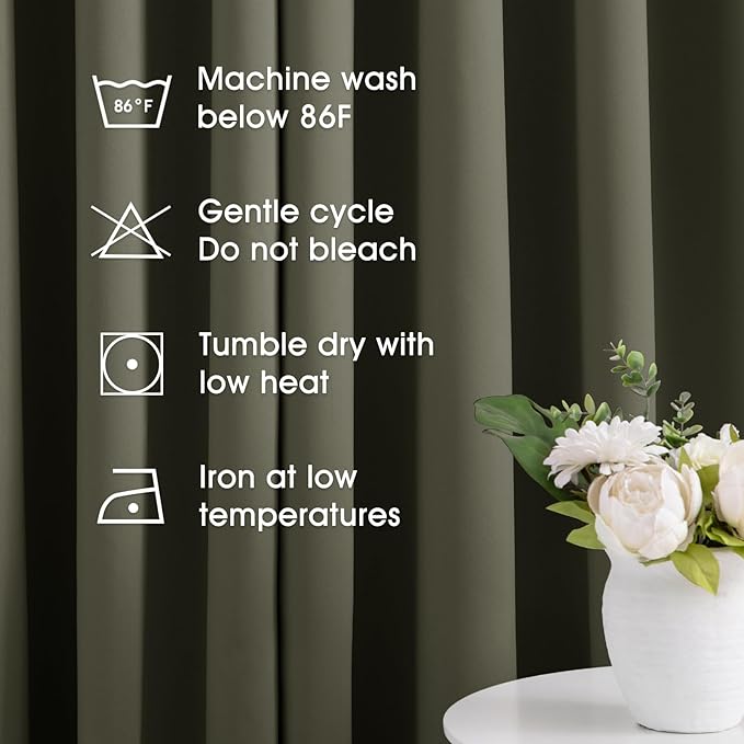 HOMEIDEAS Olive Green Blackout Curtains - Image 7