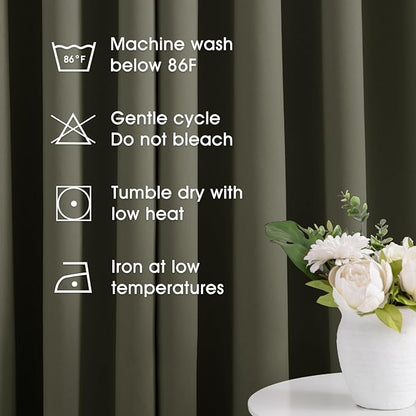 HOMEIDEAS Olive Green Blackout Curtains - Image 7