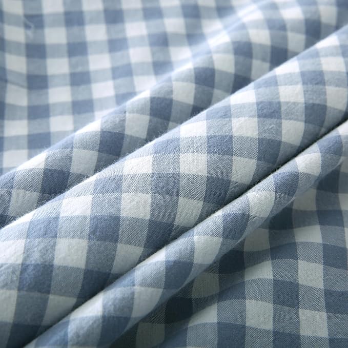 Dusty Blue Plaid Ruffle Throw Pillow Covers - Image 6