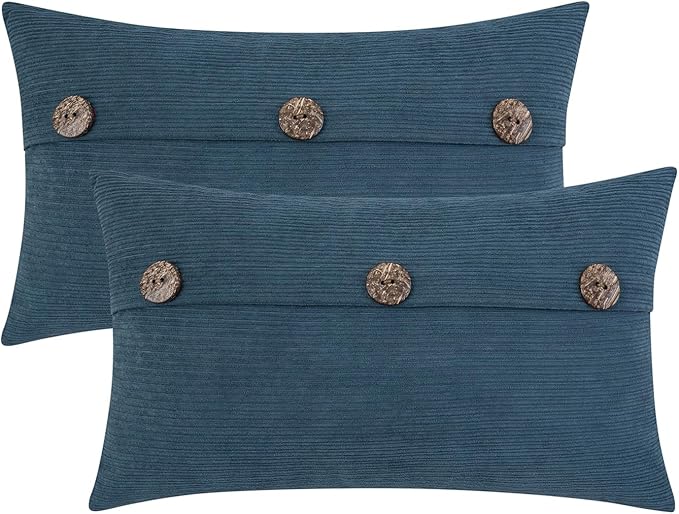 HWY 50 Blue Chenille Throw Pillow Covers 12x20 Inch by HWY50