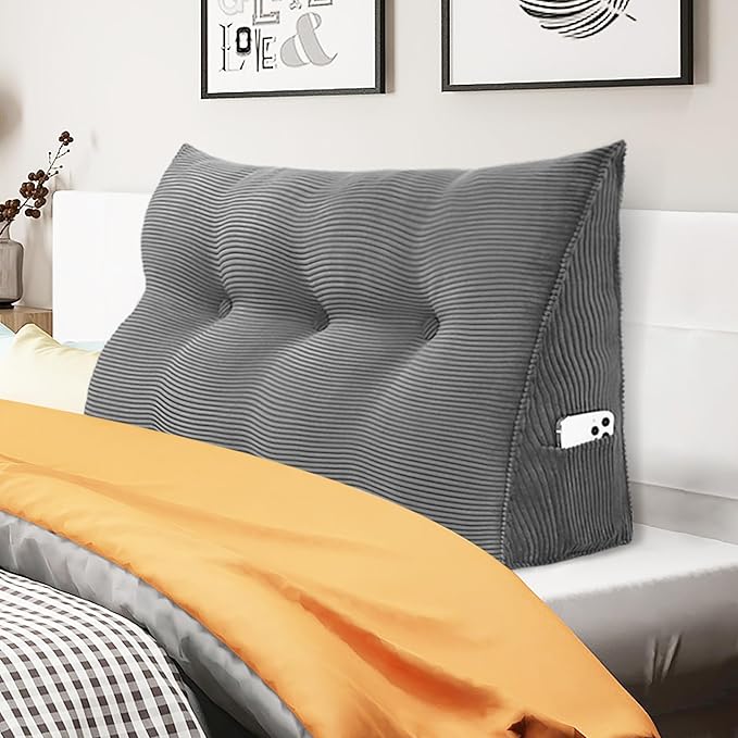 WOWMAX Triangular Headboard Pillow Twin Dorm Headboard Twin XL Bed Wedge Pillow by WOWMAX