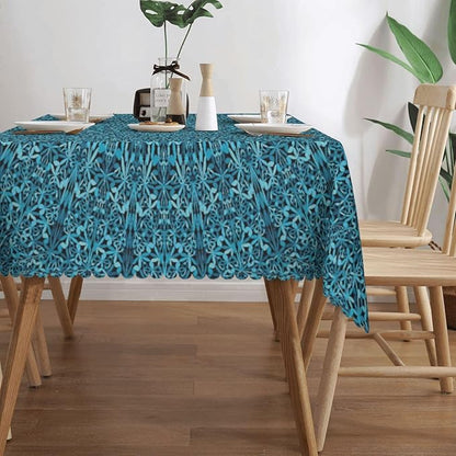 Mandala Tablecloth Turquoise Teal Blue Boho Ethnic Abstract Art Meditation - Image 4