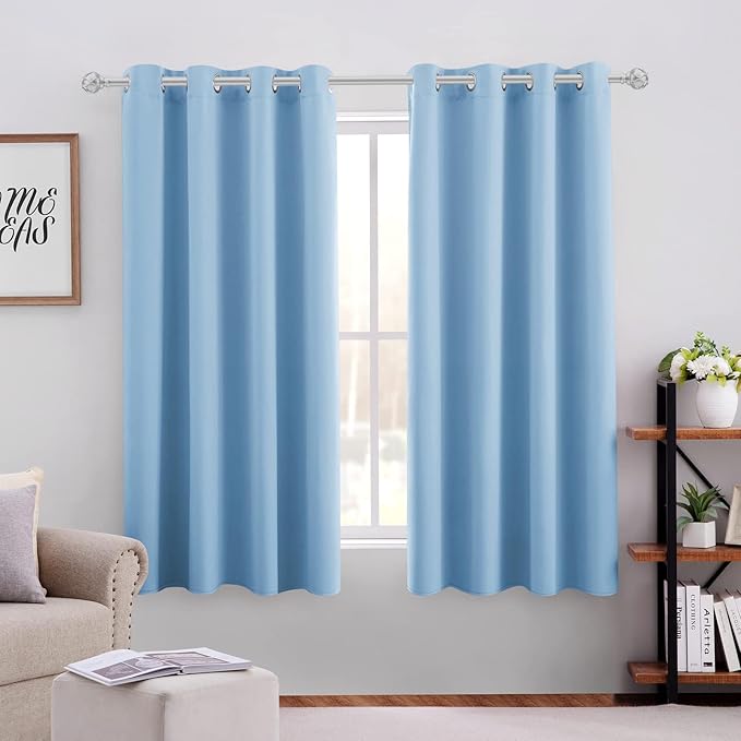 HOMEIDEAS Blackout Curtains for Bedroom 52 X 63 Inch 2 Panels Baby Blue Room by HOMEIDEAS
