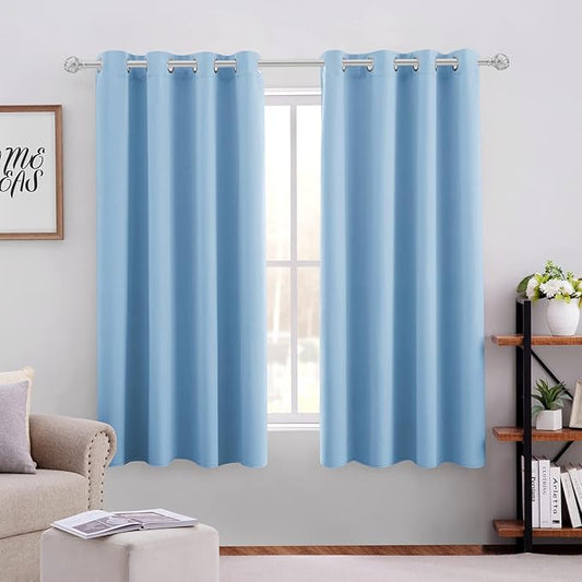 HOMEIDEAS Blackout Curtains for Bedroom 52 X 63 Inch 2 Panels Baby Blue Room by HOMEIDEAS