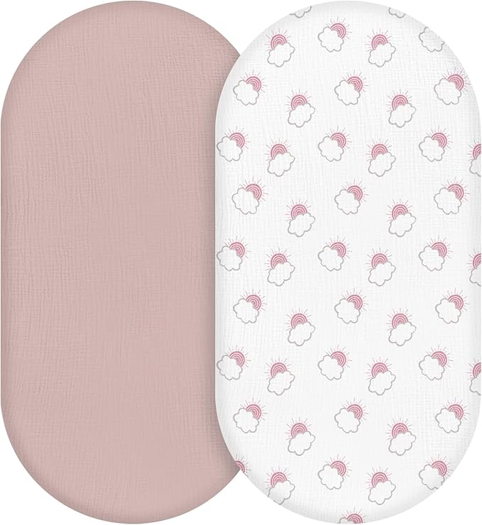 Muslin Bassinet Fitted Sheets, 2 Pack by LYRICHOMBABY