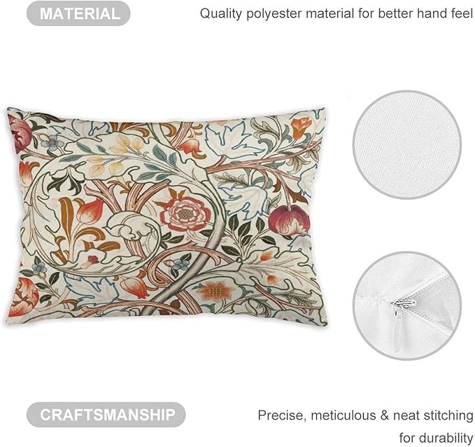 Flower Red William Morris Throw Pillow Covers 12x20 Inch Aesthetic Pillow - Image 3