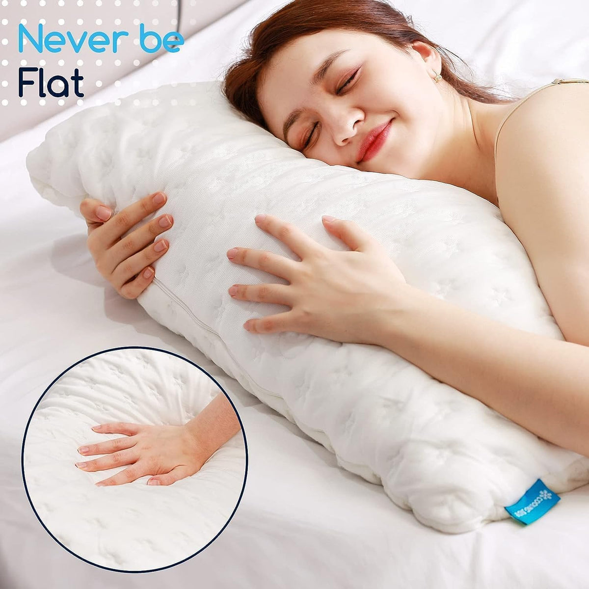 kucey cooling side sleeper pillow for neck and, front angle view