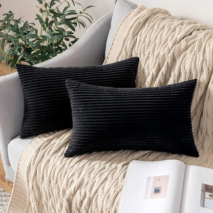 MIULEE Winter Pack of 2 Corduroy Pillow Covers 12 x 20 Inch Lumbar Throw Pillow by MIULEE
