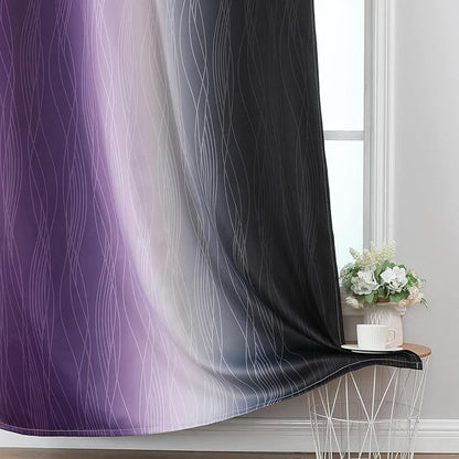 Estelar Textiler Black and Purple Ombre Blackout Curtains 45 Inch Length 2 - Image 6