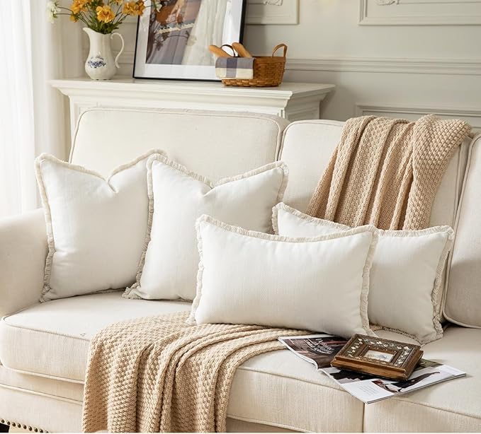 Set of 2 Decorative Fringe Throw Pillow Covers Chenille Pillow Covers Elegant - Image 5