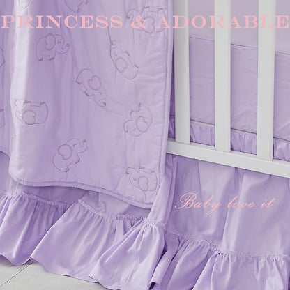 Brandream Crib Bed Skirt for Baby Girls Boys Purple Boho Bohemian Solid Cotton - Image 2
