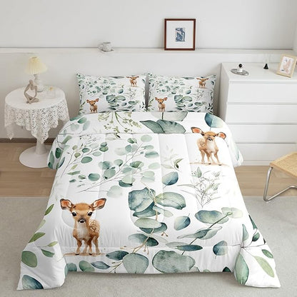Erosebridal Cartoon Deer Bedding Full Toddler Woodland Wildlife Comforter Set - Image 2