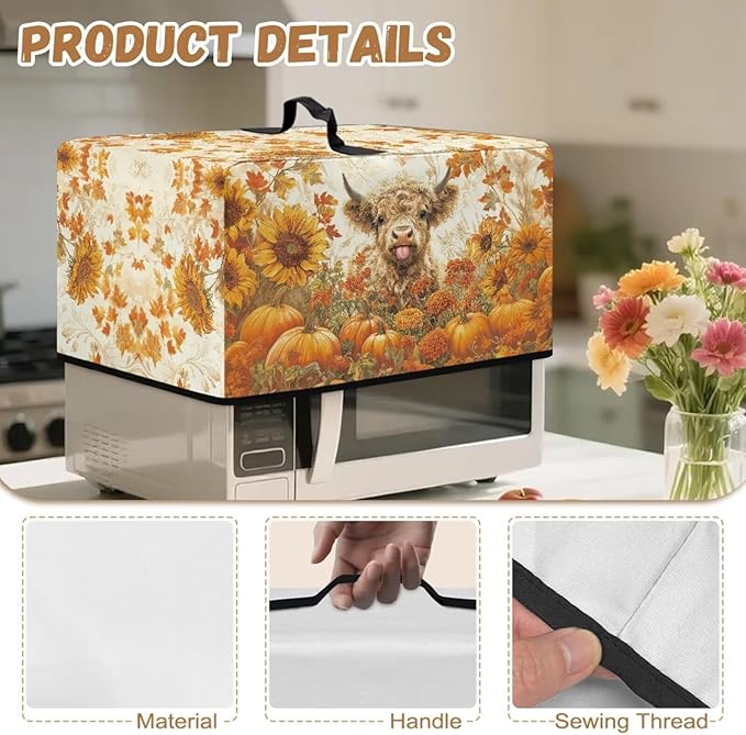 Microwave Ovens Dust Cover, Thanksgiving Highland Cattle Heat-Resistant - Image 7