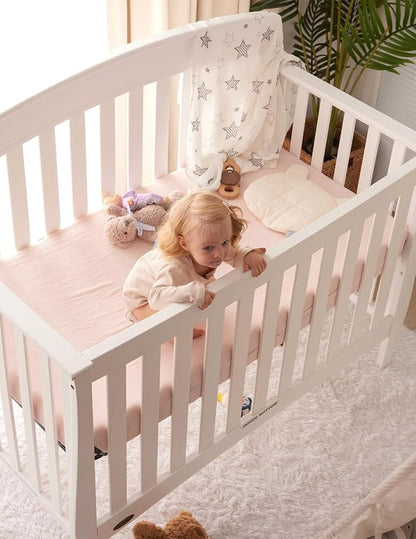 Momcozy Muslin Standard Fitted Crib Sheets, 2 Pack Soft Breathable Natural - Image 7