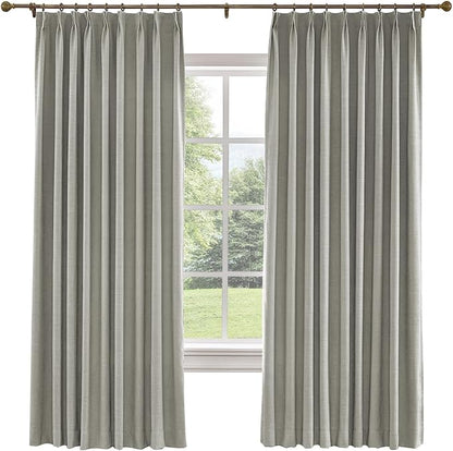 TWOPAGES 26 W x 84 L inch Pinch Pleated Curtain Room Darkening Linen Drapery by TWOPAGES