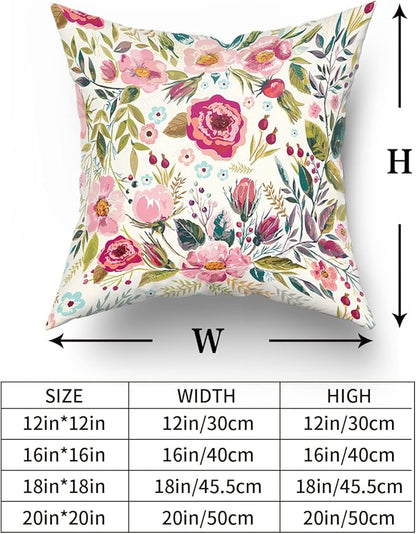 Spring Summer Flower Throw Pillow Covers 20X20 Inch Watercolor Peony Pillowcase - Image 6