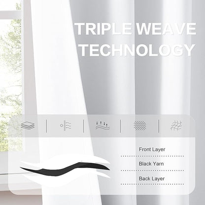 Pure White Curtains 96 Inches Long, Thermal Insulated Window Treatment Panels - Image 4