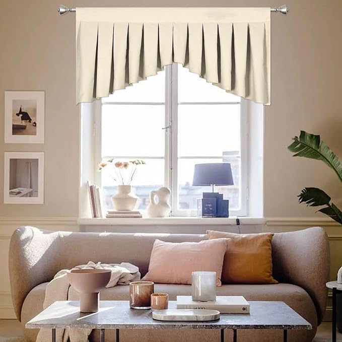 Valances for Windows Beige Window Valance for Living Room Rod Pocket Blackout by OYRING