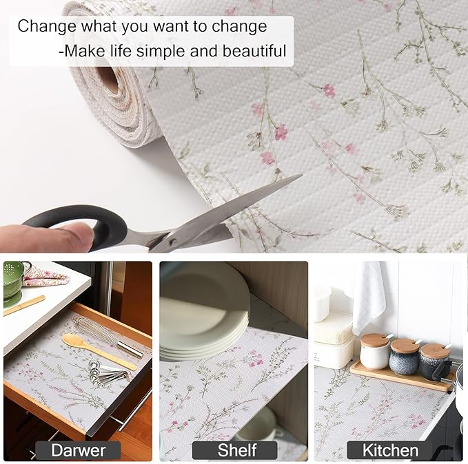 Floral Drawer and Shelf Liner for Cabinets, 12IN x 20FT Non-Adhesive and Strong - Image 5