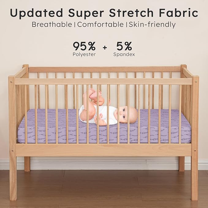 Baby Crib Sheets for Boys Girls Neutral, 2 Pack Crib Mattress Sheet for - Image 5