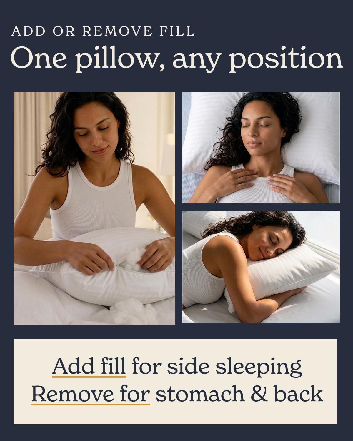 beckham hotel collection adjustable bed pillow standard/queen size, side view