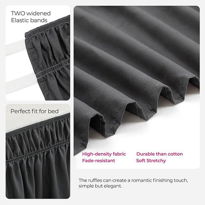 RIMELA Dorm Bed Skirt Twin XL 32 Inch Drop, Dark Grey Bedskirt Solid Silky - Image 5