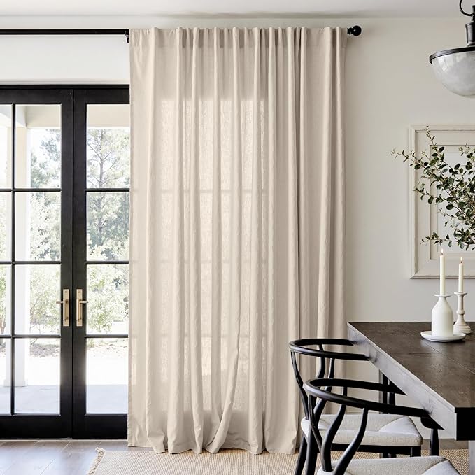 jinchan Linen Blend Curtain 96 inch Length 1 Panel by JINCHAN