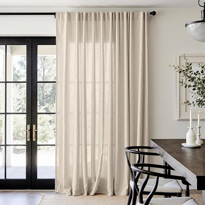 jinchan Linen Blend Curtain 96 inch Length 1 Panel by JINCHAN