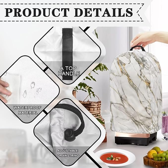 Marble Texture Blender Cover Kitchen Appliance Cover Anti Fingerprint Dust - Image 4