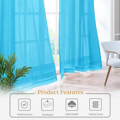 Sheer Curtains 45 Inches Long 2 Panels, Rod Pocket Short Curtain - Image 6