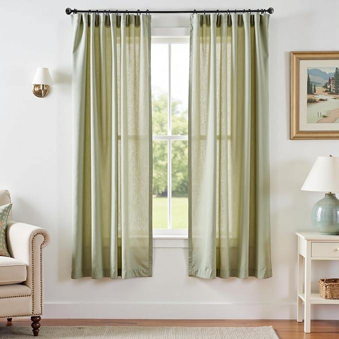jinchan Linen Blend Curtains 72 inch Length 2 Panels by JINCHAN