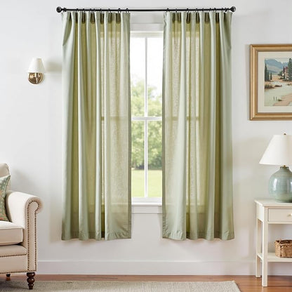 jinchan Linen Blend Curtains 72 inch Length 2 Panels by JINCHAN