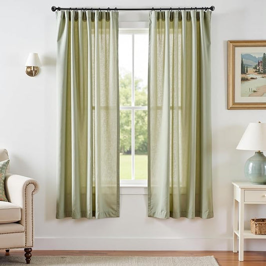 jinchan Linen Blend Curtains 72 inch Length 2 Panels by JINCHAN