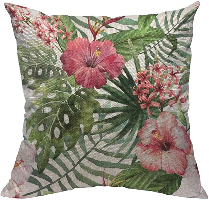 TKS MITLAN Tropical Flower Throw Pillow Case Cushion Cover Watercolor Summer by TKS+MITLAN