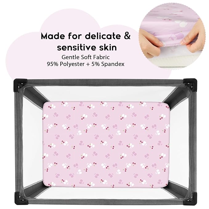 Yoofoss Pack and Play Sheets Fitted, Mini Crib Sheets 2-Pack - Image 2
