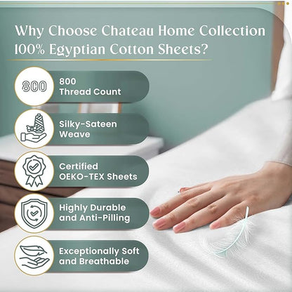 100% Egyptian Cotton Sheets Queen Size Bed Set, Deep Pocket Queen Sheet set - Image 2