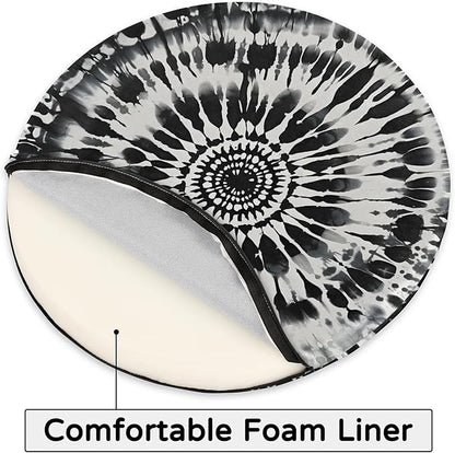 Black White Tie Dye Round Chair Cushions - Image 4