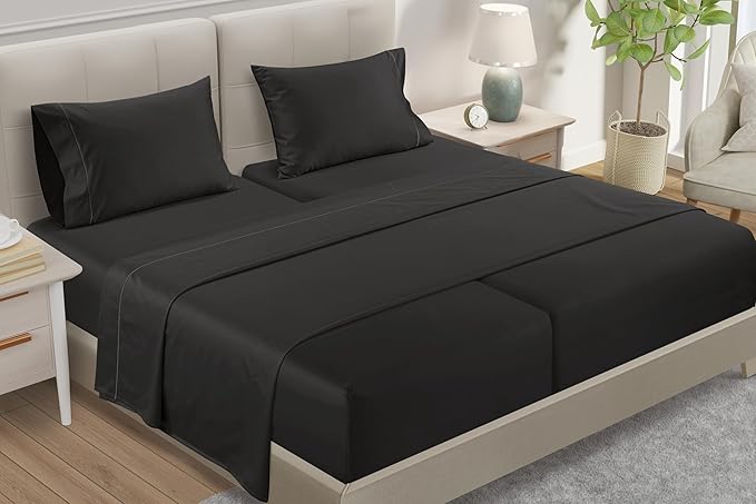 Egyptian Cotton Sheets Split King Size Sheet Set, 800 Thread Count Sateen Weave by CHATEAUHOMECOLLECTION
