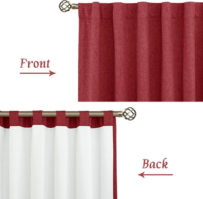 lamit 63 inch length 100% blackout linen curtains, front angle view