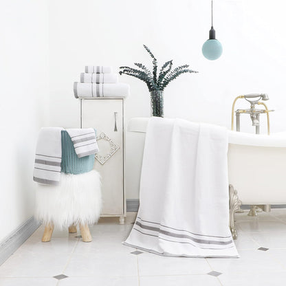 bath towels set for bathroom – luxury 6-piece shown in use