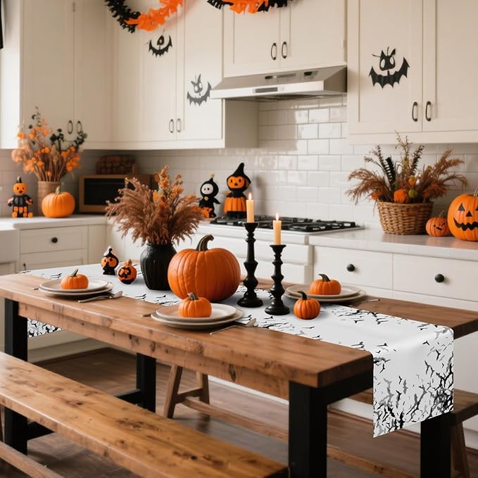 Happy Halloween Table Runner Black Bats Seasonal Holidays Indoor Outdoor - Image 2