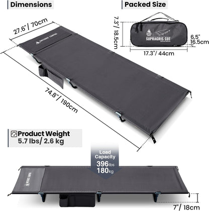 onetigris supragris camping cot, ultralight & compact, support, package contents