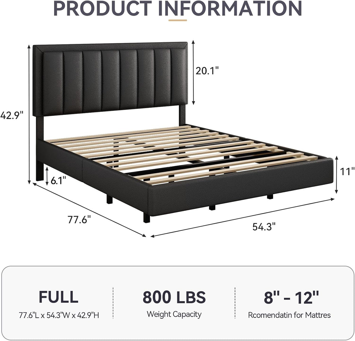 immerstable full size floating bed frame with led shown in use
